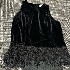 Very cute fringe, velvet halter tank top